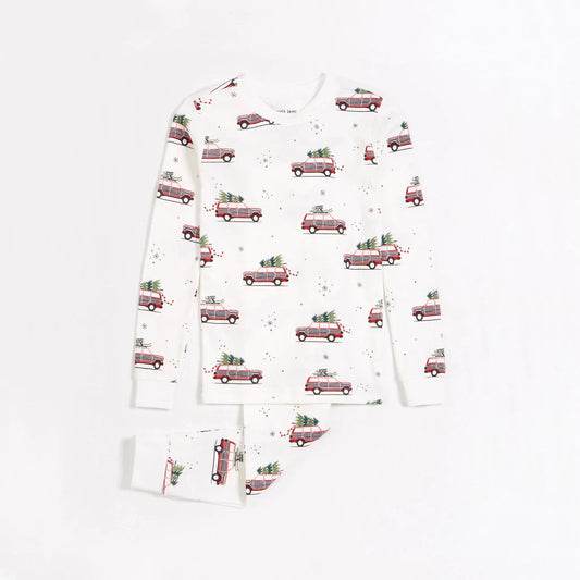 Petit Lem 2pc PJ Set w/Festive Print _Off-White 22HRS63424B