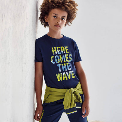 Nukutavake Boys Navy Wave T-Shirt