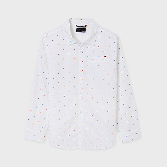 Nukutavake Boys White Print Dress Shirt