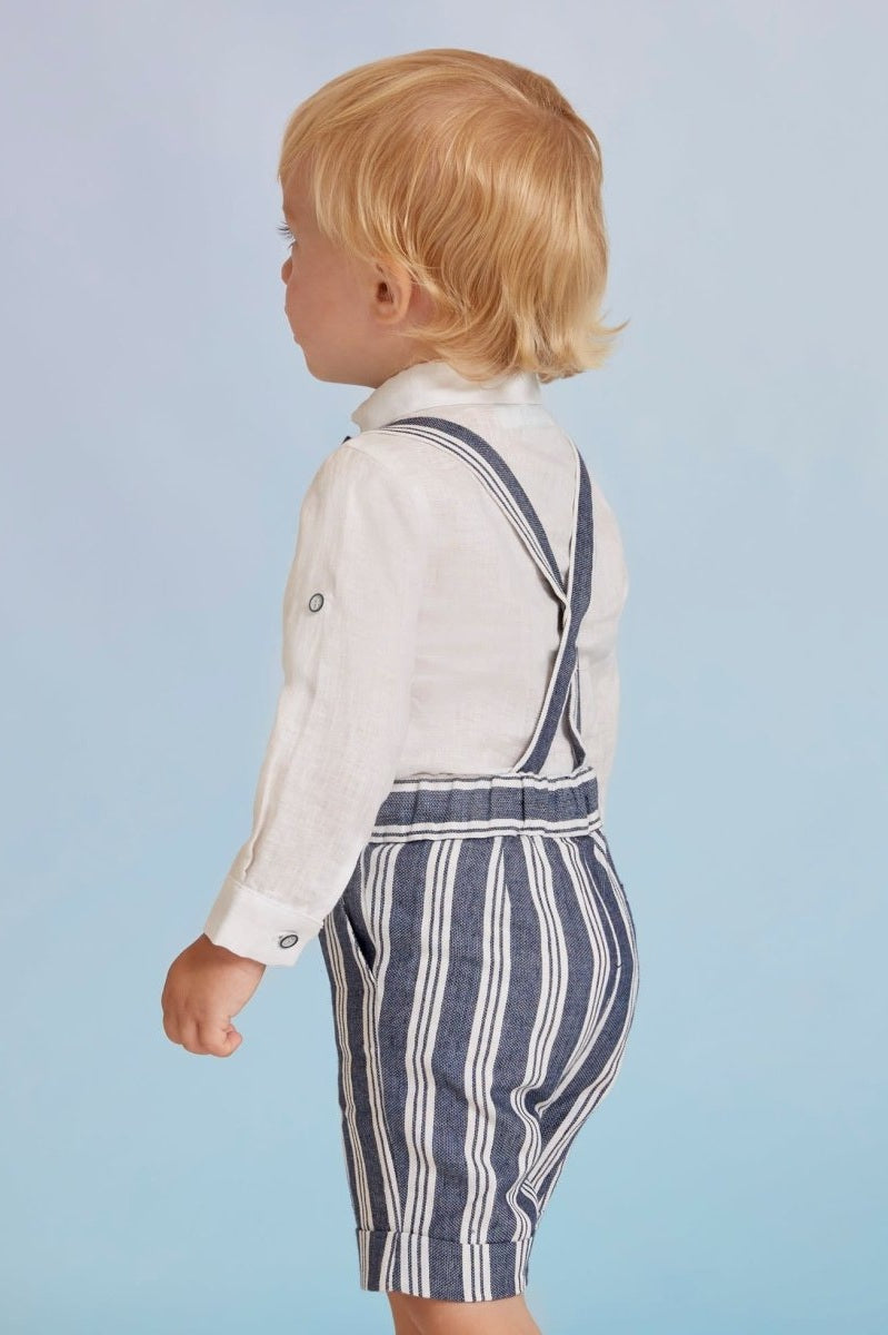 Abel & Lula Baby Shirt and Bermuda Shorts w/ Suspenders Set_Navy 5228 - NorthBoys