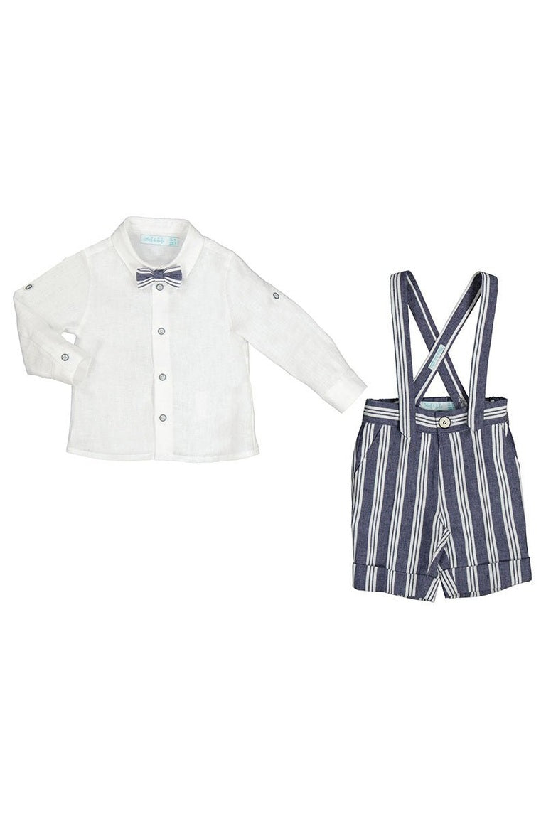Abel & Lula Baby Shirt and Bermuda Shorts w/ Suspenders Set_Navy 5228 - NorthBoys