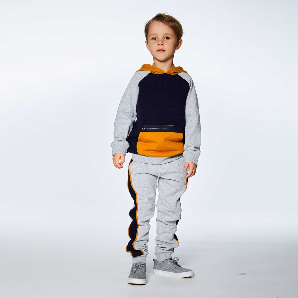 Deux Par Deux Fleece Quilted Hoodie _Grey E20U37 - 195 - NorthBoys