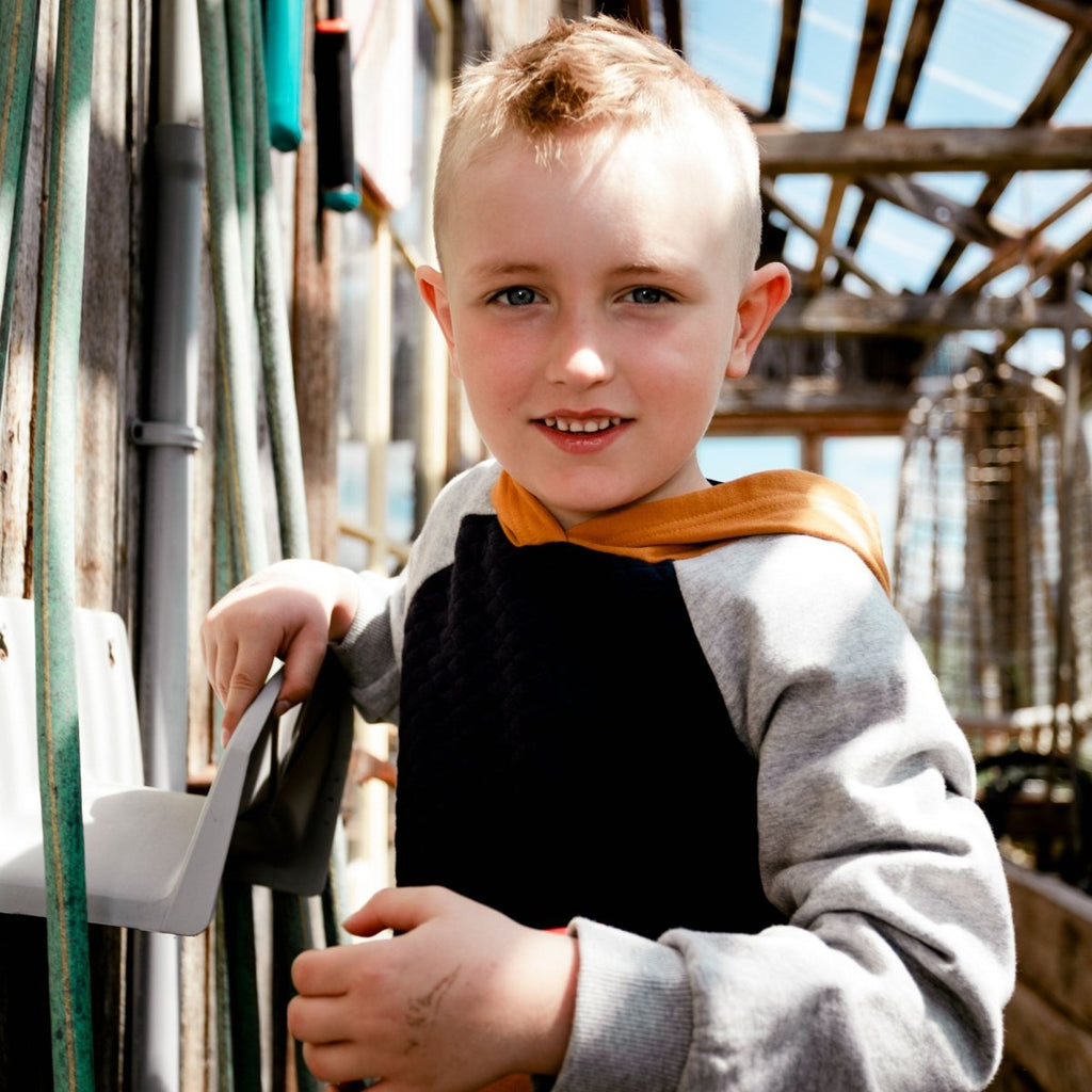 Deux Par Deux Fleece Quilted Hoodie _Grey E20U37 - 195 - NorthBoys