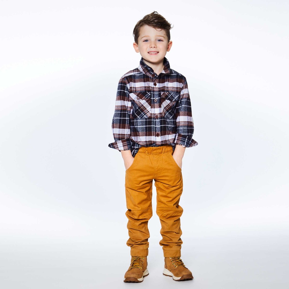 Deux Par Deux L/S Plaid Shirt _Grey E20U19 - 000 - NorthBoys