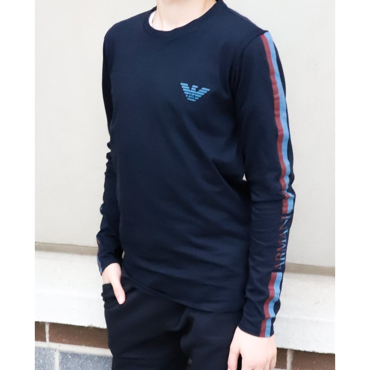 Emporio Armani Boys Navy Long Sleeve T-Shirt - NorthBoys