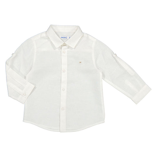 Mayoral Baby Basic  Long Sleeve Dress Shirt_ White 6117-40
