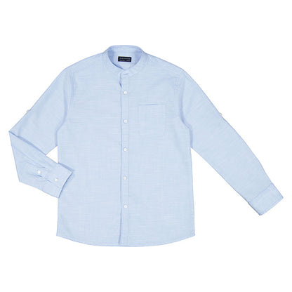Nukutavake Long Sleeve Mandarin Dress Shirt_Blue 6115