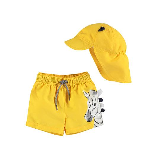 Mayoral Baby Swim Shorts w/Hat Set_ Yellow 1661-14