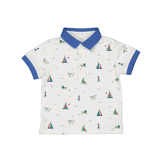 Mayoral Baby s/s Polo Boats_White 1106-60