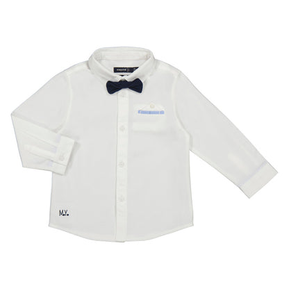 Mayoral Baby  Long Sleeve Dress Shirt with BowTie _White 1115-40