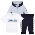 Hugo Boss Baby Tracksuit w/T-Shirt Set_ Pale Blue Navy J98355-68-NorthBoys