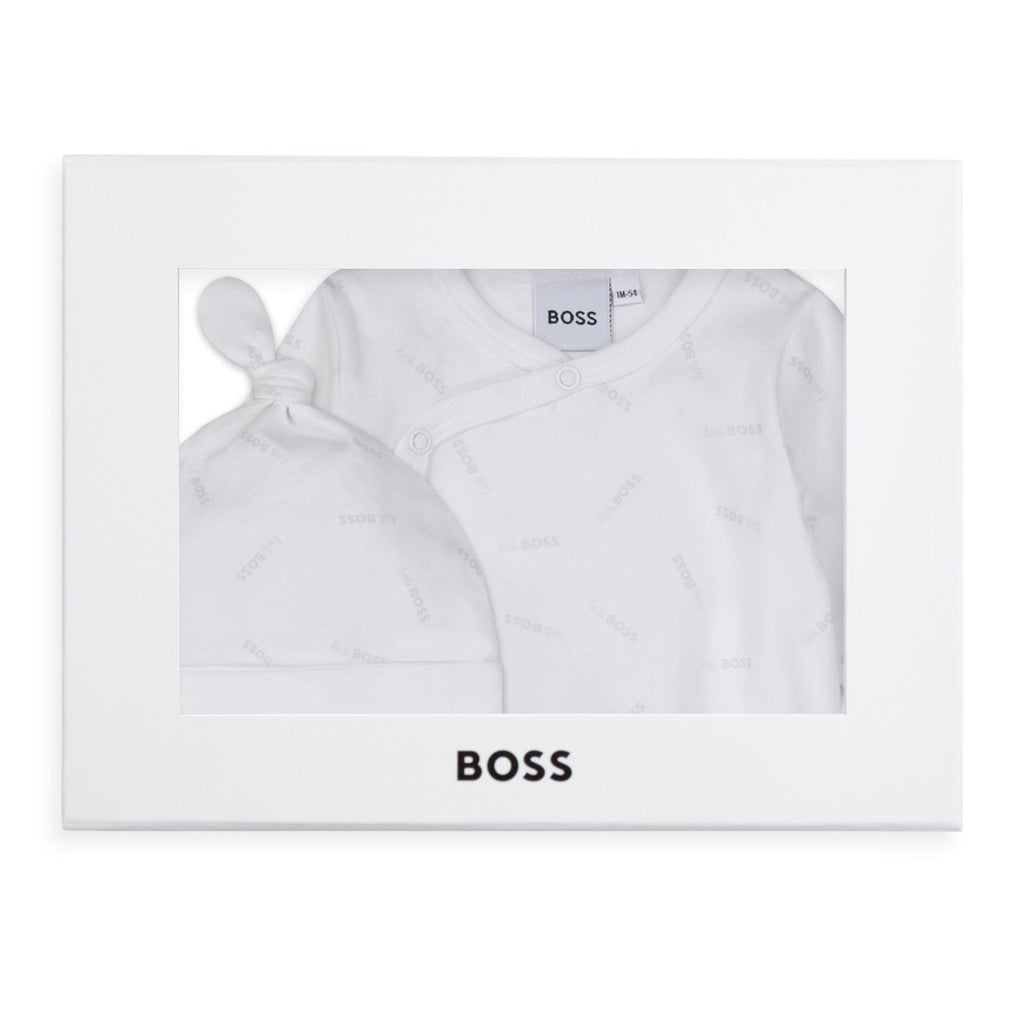 Hugo Boss Baby White Sleeper & Hat Set _ J98379 - 10B - NorthBoys