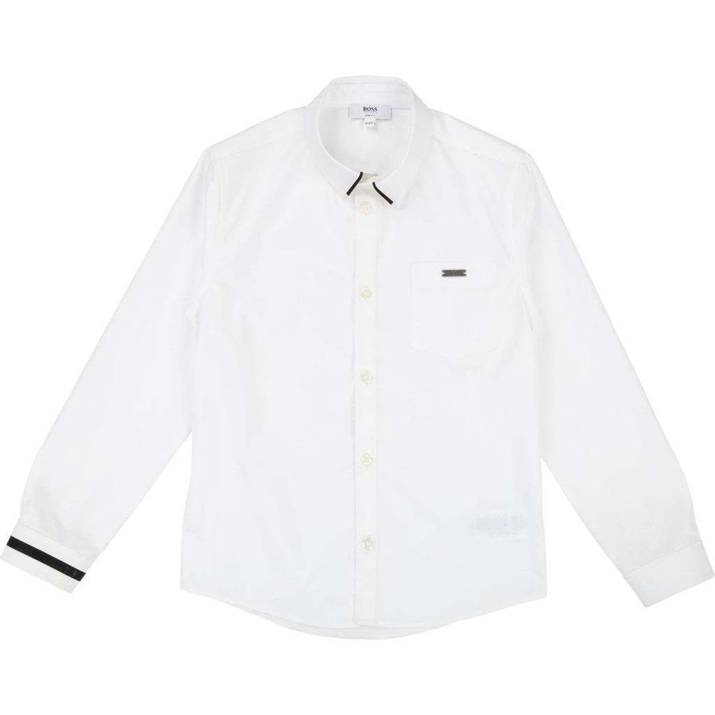 Hugo Boss Boys L/S Slim Fit White Shirt J25D31 - NorthBoys