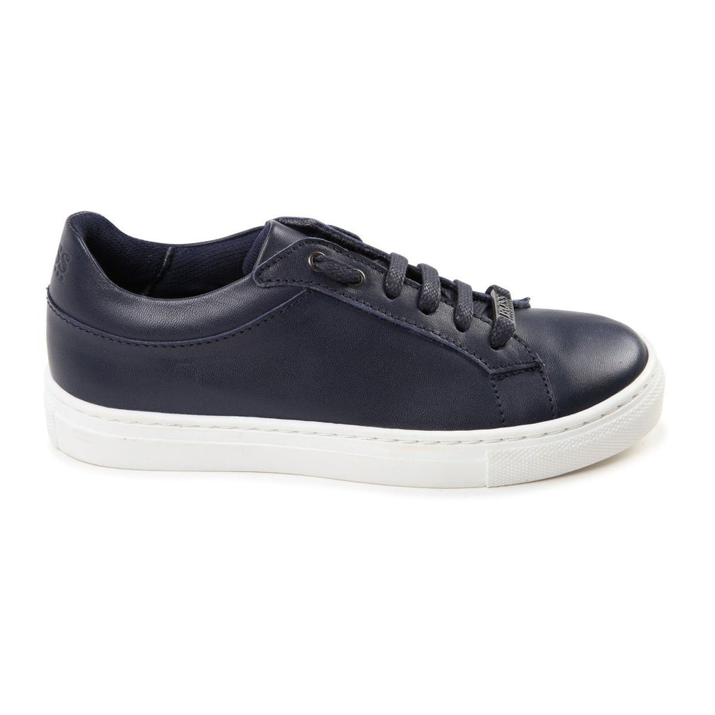 Hugo Boss Boys Navy Leather Sneakers J29169 - NorthBoys