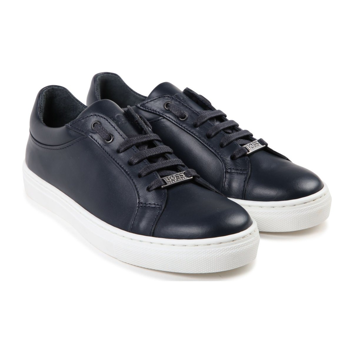 Hugo Boss Boys Navy Leather Sneakers J29169 - NorthBoys