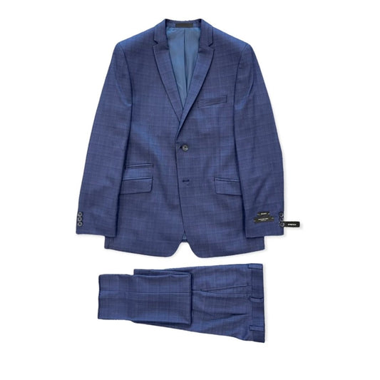 Marc New York Boys Husky Blue Plaid Suit WH673