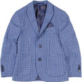 Isaac Mizrahi Boys Blue Gingham Slim Fit Wool Blazer 192 BL8231 - NorthBoys