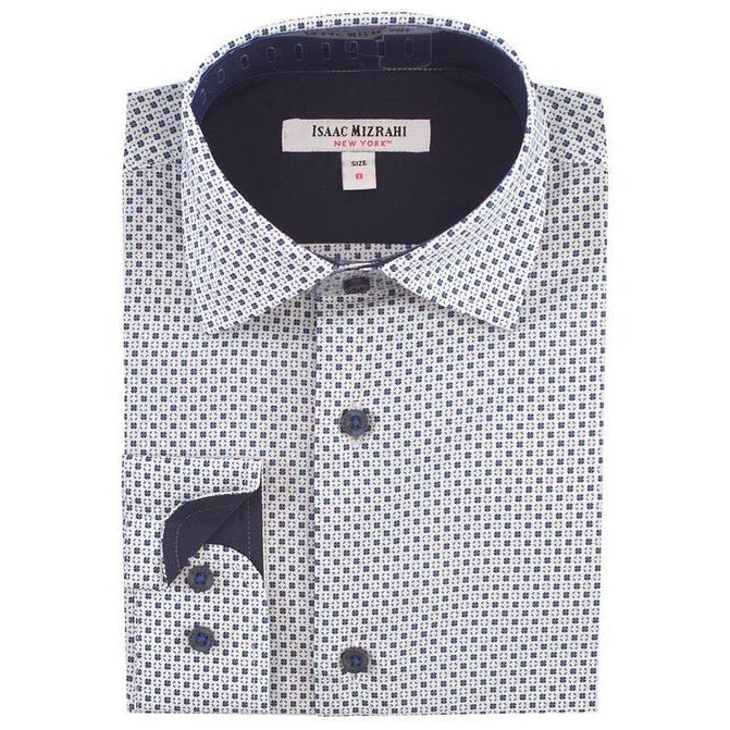 Isaac Mizrahi Boys Blue/Navy Grid Dress Shirt - NorthBoys