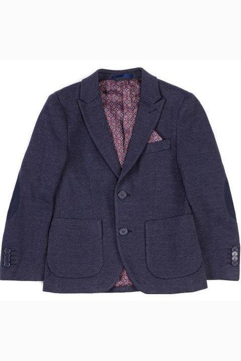 Isaac Mizrahi Boys Herringbone Slim Fit Navy Blazer-NorthBoys