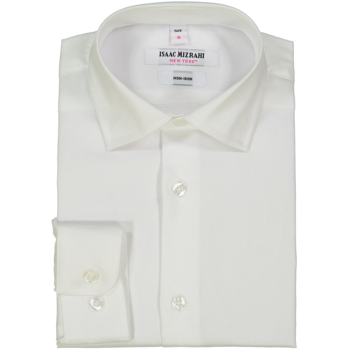 Isaac Mizrahi Boys Non - Iron Solid White Dress Shirt - NorthBoys