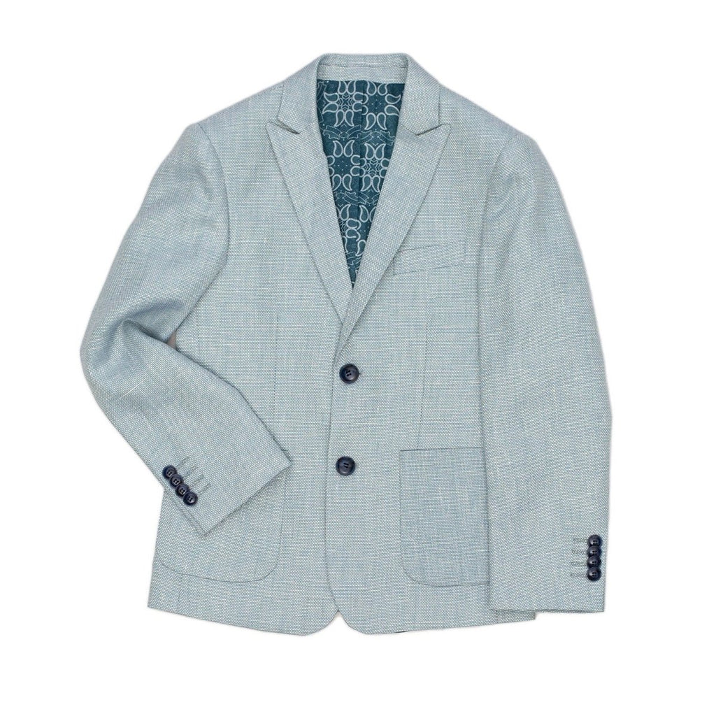 Isaac Mizrahi Boys Slim Fit Linen Birdseye Blazer_Mint BL8243 - NorthBoys