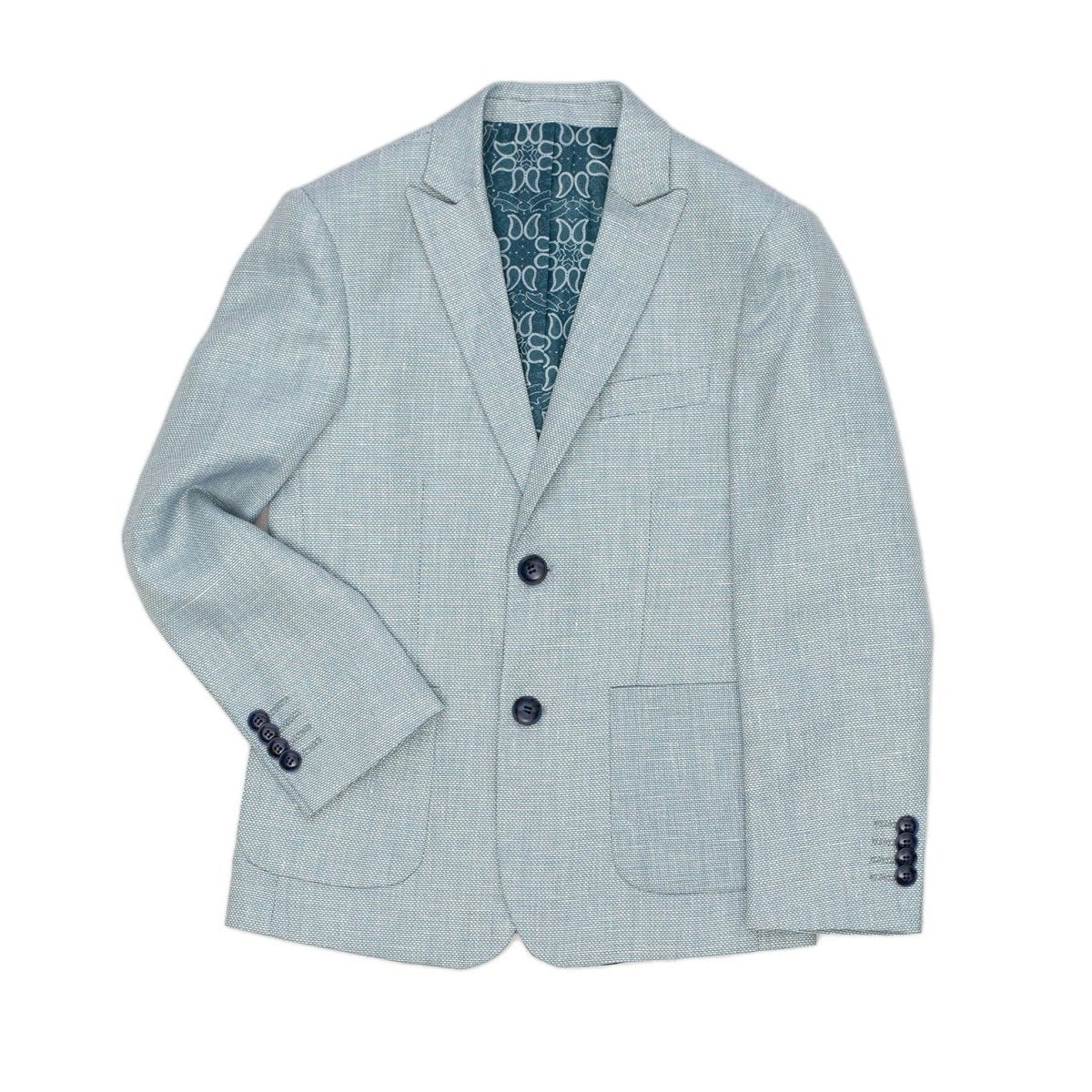 Isaac Mizrahi Boys Slim Fit Linen Birdseye Blazer_Mint BL8243 - NorthBoys