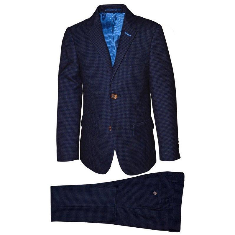 Isaac Mizrahi Boys Slim Mini Checks Navy Suit 171 ST2055-NorthBoys