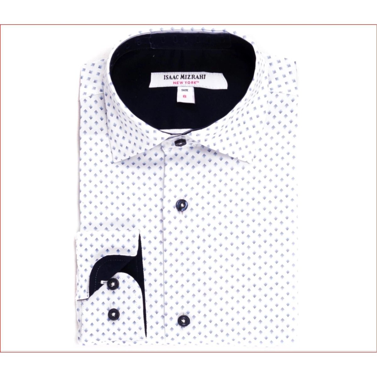 Isaac Mizrahi Boys White/Blue Grid Dress Shirt - NorthBoys