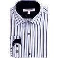 Isaac Mizrahi Boys White/Navy Striped Dress Shirt - NorthBoys