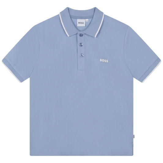 Hugo Boss Boys Basic Short Sleeve Polo _Pale Blue J25O25-77A