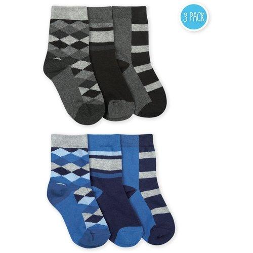 Jefferies Boys Socks Argyle/Stripe Crew 3 PK - NorthBoys