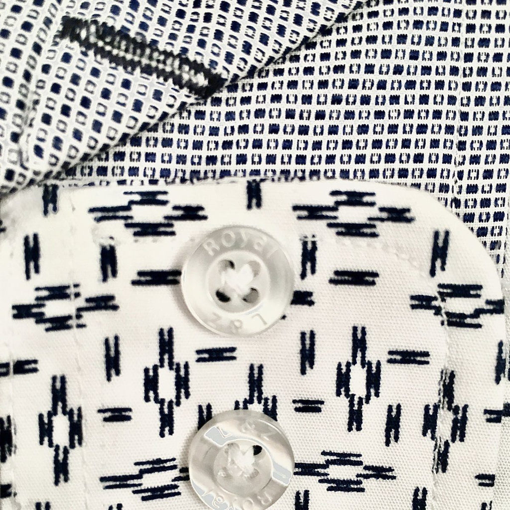 Leo & Zachary Boys Navy Print Dress Shirt - NorthBoys
