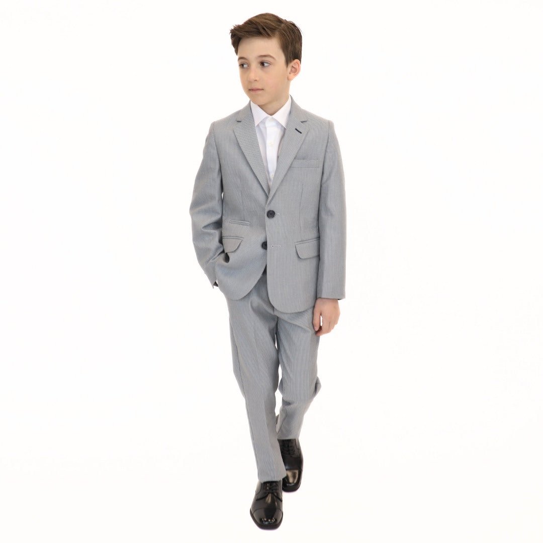 Leo & Zachary Boys Slim Cooled Basket Weave Suit-NorthBoys