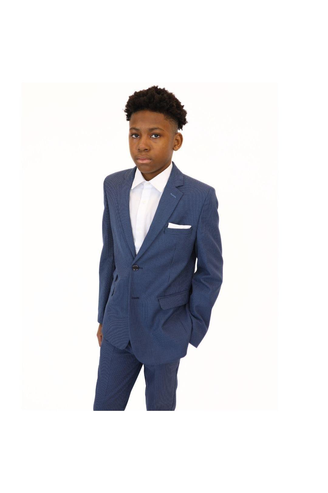 Leo & Zachary Boys Slim Ink/Sky Birdseye Suit-NorthBoys