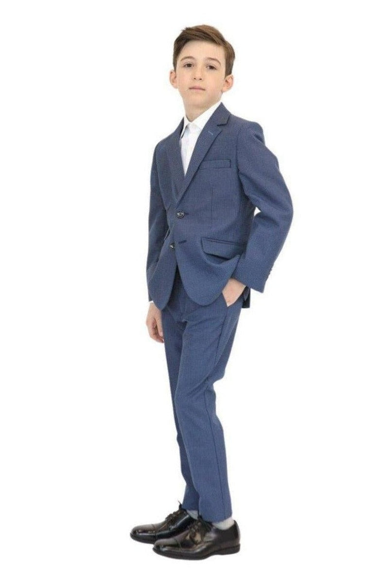 Leo & Zachary Boys Slim Ink/Sky Birdseye Suit-NorthBoys