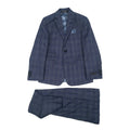 Leo & Zachary Steel Blue Slim Plaid Suit-NorthBoys