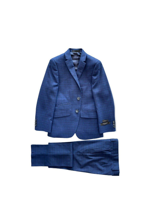 Marc New York Boys Husky Blue Plaid Suit-NorthBoys