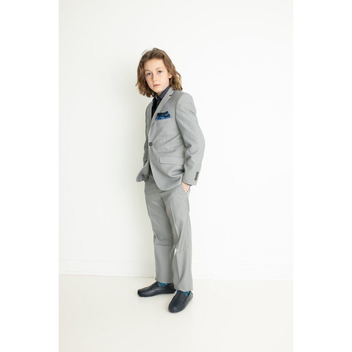 Marc New York Boys Husky Light Grey Sharkskin Suit WH550-NorthBoys