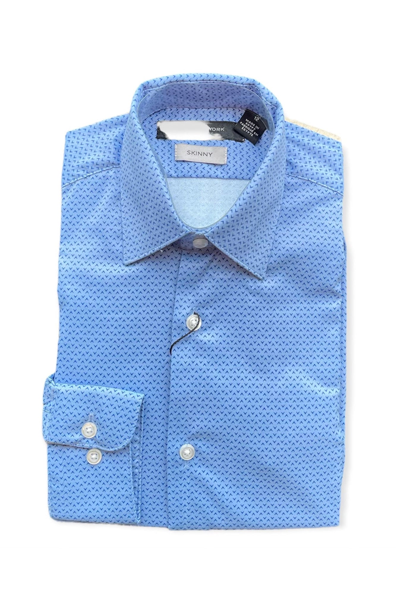Marc New York Boys Skinny Blue Chevron Dress Shirt_ MBS0020