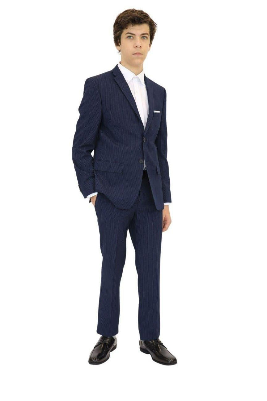 Marc New York Boys Skinny Blue Mini Grid Suit-NorthBoys