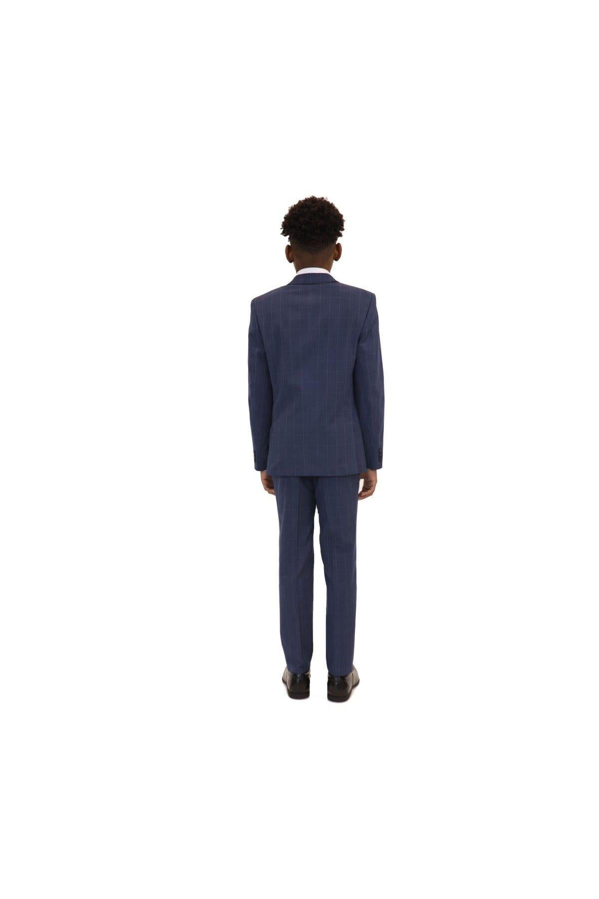 Marc New York Boys Skinny Bright Blue Window Check Suit_ W0712-NorthBoys