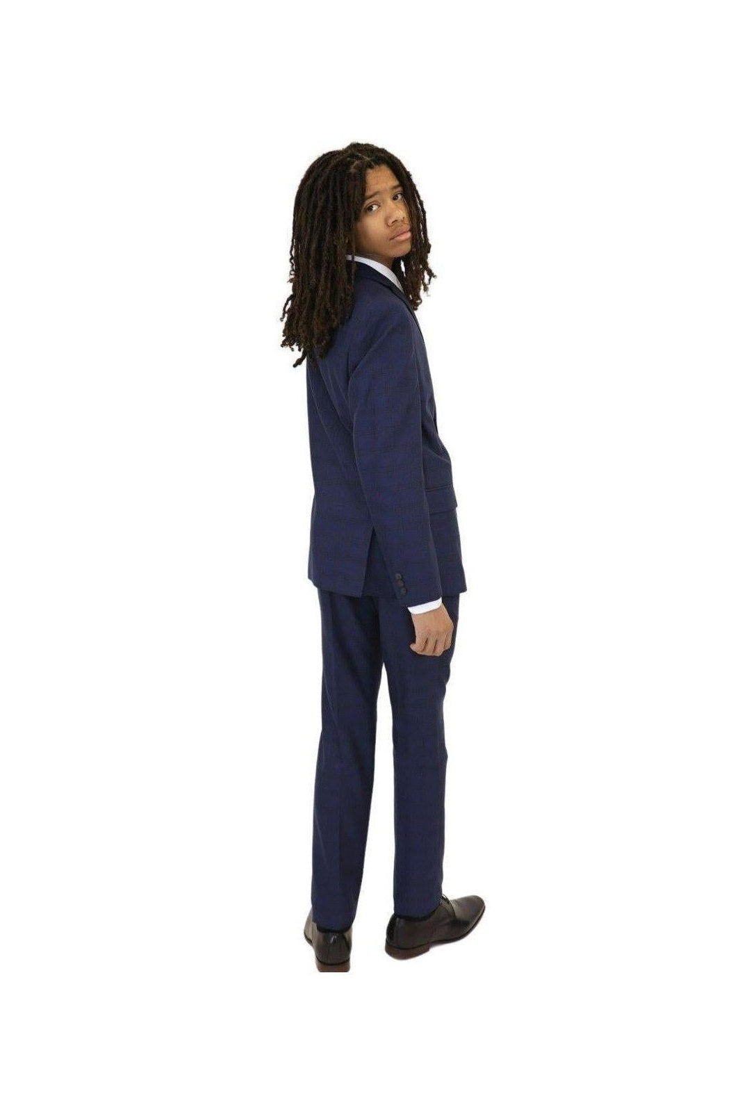 Marc New York Boys Skinny Dark Blue Check Suit-NorthBoys
