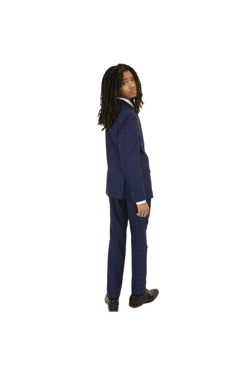 Marc New York Boys Skinny Dark Blue Check Suit-NorthBoys