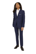 Marc New York Boys Skinny Dark Blue Check Suit-NorthBoys