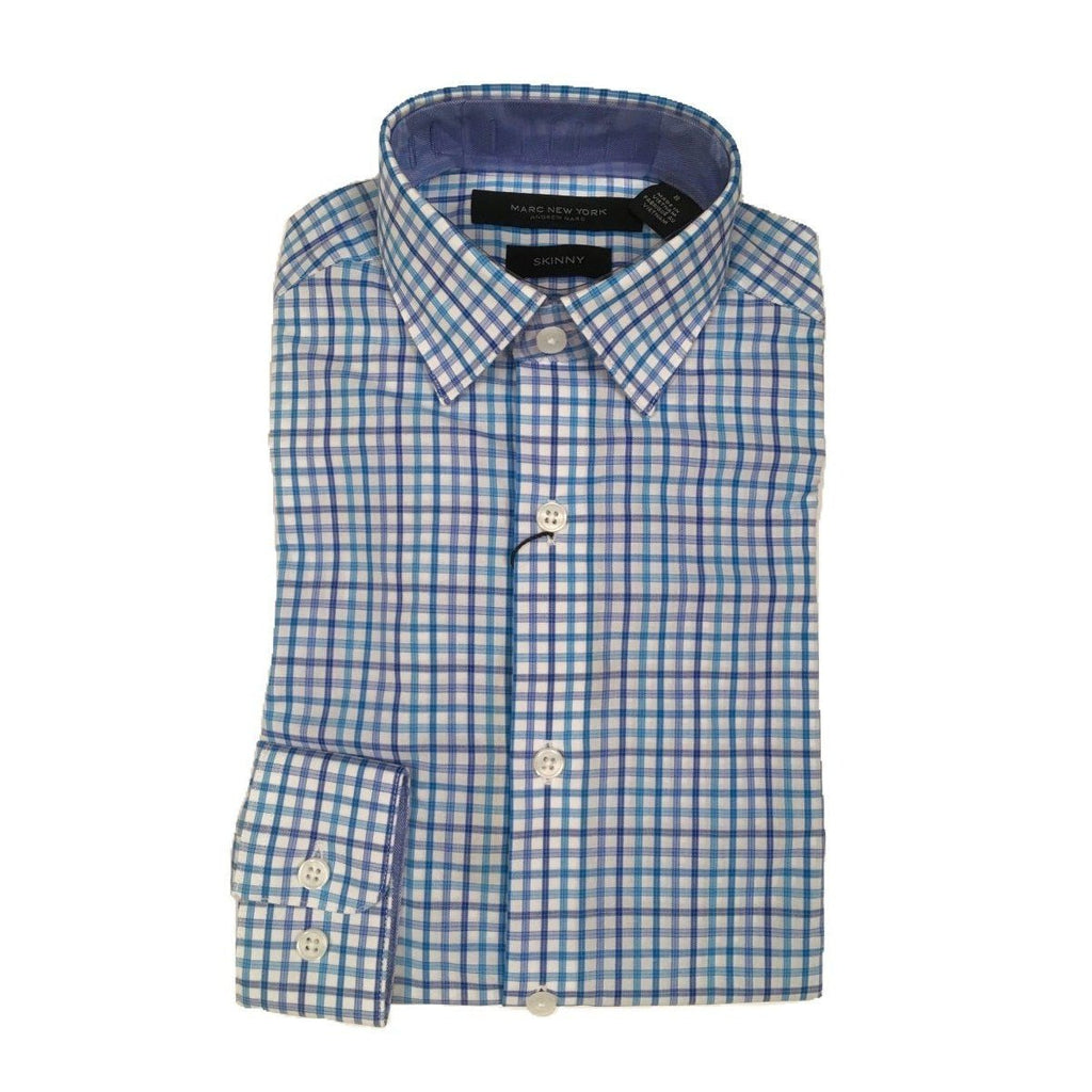 Marc New York Boys Skinny White Check Dress Shirt S0092 - NorthBoys