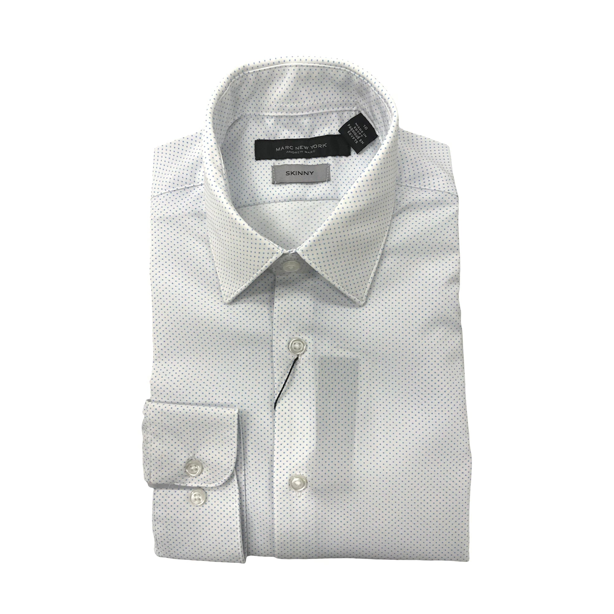 Marc New York Boys Skinny White/Blue Dot Dress Shirt MBS0021