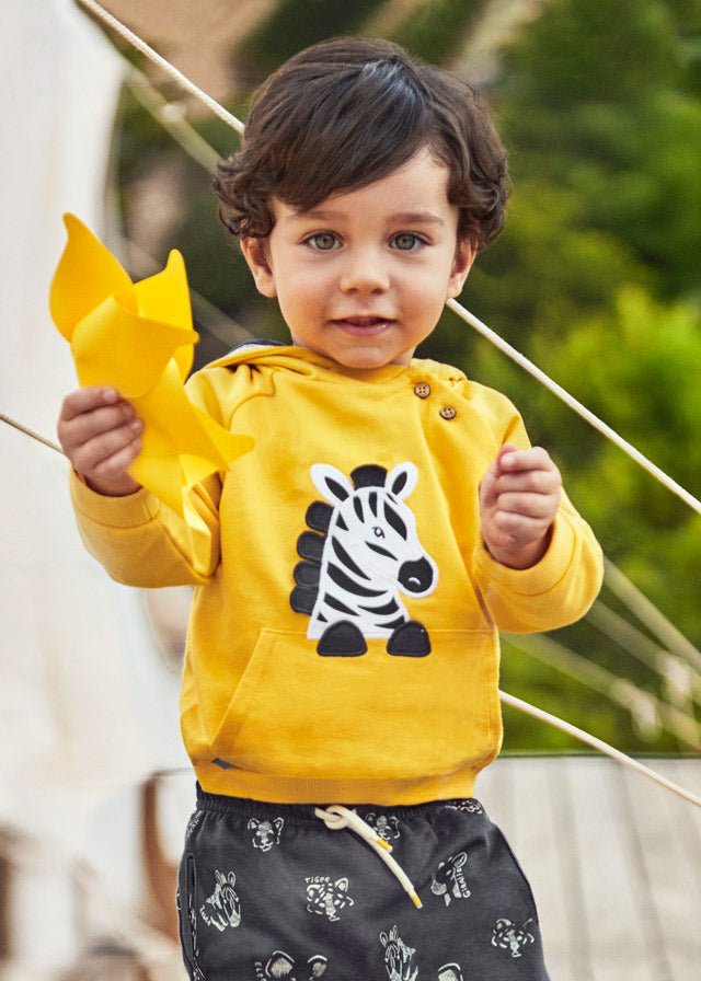 Mayoral Baby Hoodie w/ Zebra Graphic_ Yellow 1402 - 86 - NorthBoys
