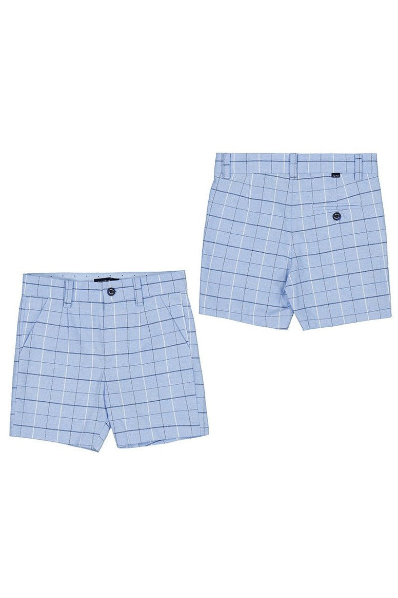 Mayoral Baby Linen Dressy Shorts_Blue Plaid 1284 - 80 - NorthBoys
