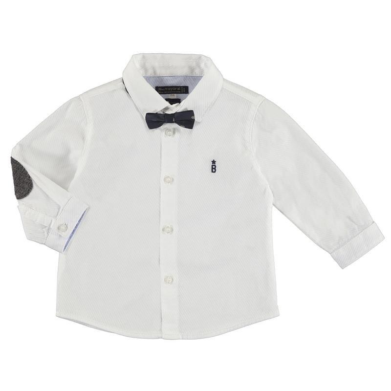 Mayoral Baby Long Sleeve Cotton Dress Shirt with Bow Tie_2111 - NorthBoys