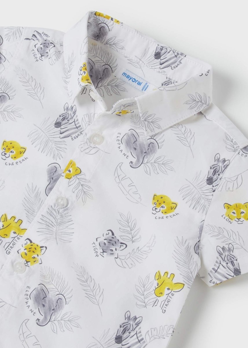 Mayoral Baby Short Sleeve Dress Shirt w/Print_ White 1115 - 95 - NorthBoys